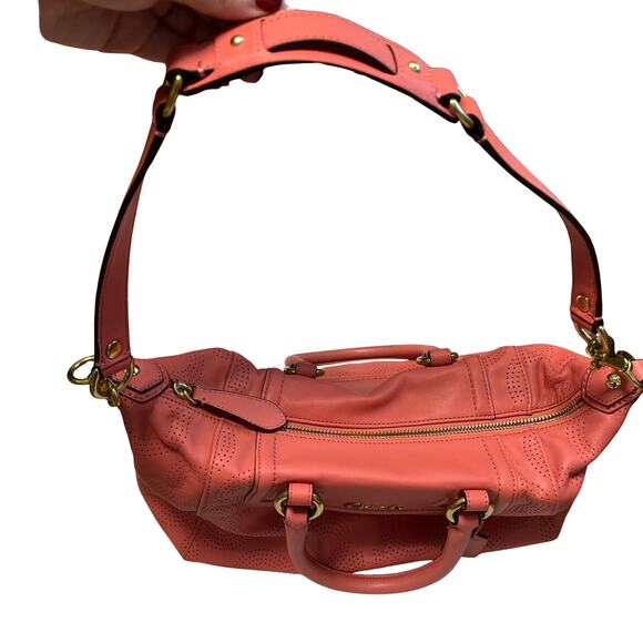 2013 Coach Ashley Coral Shoulder Bag Excellent Used Condition - Picture 2 of 5